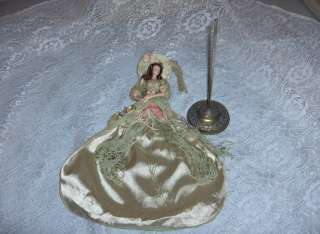Up for sale is a beautiful miniature Victorian lady dressed in green 