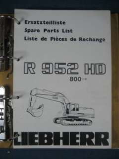 LIEBHERR R952 HD Excavator Parts Manual / Catalog R 952  