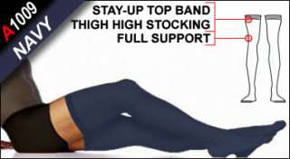 A1009 Support Opaque Thigh High Stay up Stockings Men Black Navy White 