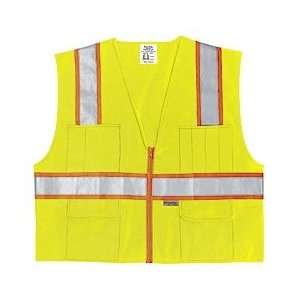 Luminator Safety Vest, Class 2 Surveyor, Poly Hi Visibility Lime, 3XL 