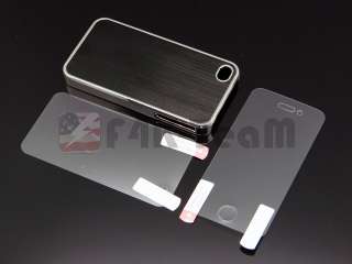   Aluminum Chrome Hard Case Back Cover For iPhone 4 4S Black  