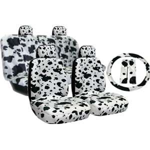 New Premium Grade 11 Pieces Cow Print Low Back Front Car Seat and Rear 