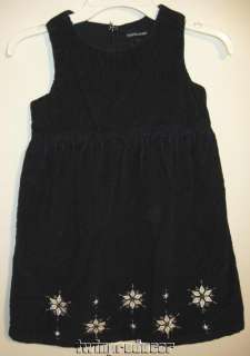   Ralph Lauren Corduroy Jumper Dress w/ Snowflakes EUC 5 Navy  