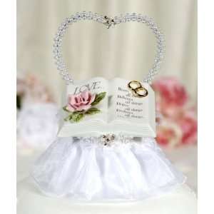 Love Verse Bible Cake Topper With Pearl Heart 