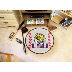 Louisiana State LSU Tigers Baseball Shaped Area Rug Welcome/Door/Bath 