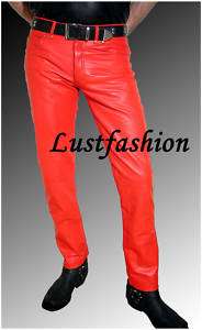 mens leather jeans red leather pants red trousers Leder  