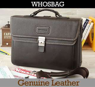 NWT Mens Genuine Leather+Faux Leather Briefcase Shoulder Bag Free 
