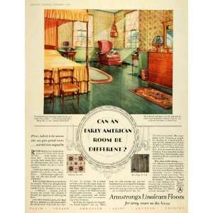  Linoleum Flooring Bedroom American   Original Print Ad