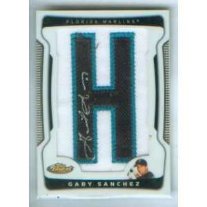 Gaby Sanchez Autograph 2009 Topps Finest Baseball Letter Patch Card H 