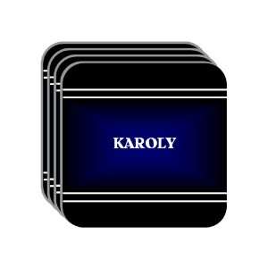 Personal Name Gift   KAROLY Set of 4 Mini Mousepad Coasters (black 