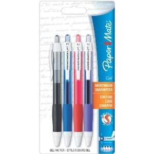  Paper Mate Medium Tip Retractable Gel Pens, 4 Colored Ink 