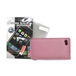  Leather Case Cover Skin Pink + Screen Protector Iphone 4g 