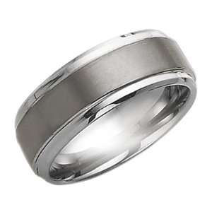 Mens Chisel 9mm Comfort Fit Tungsten Wedding Band with Ridged Edge 