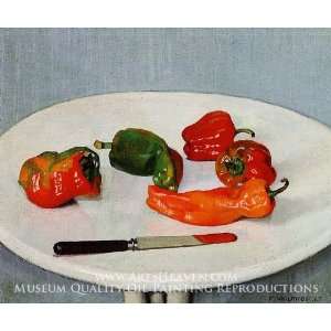  Red Peppers on a White Lacquered Table