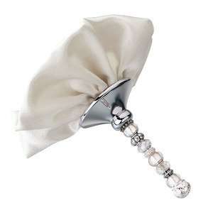  Silver Beaded Bouquet Holder with Ivory Satin   Our Beaded 