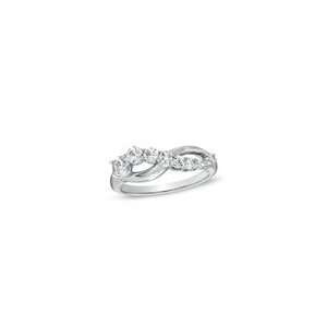 ZALES Lab Created White Sapphire Journey Ring in Sterling Silver white 