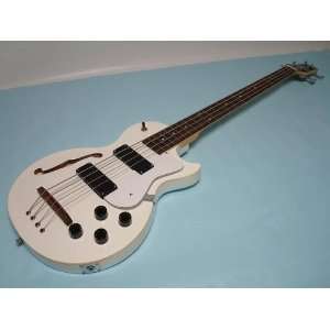  Electric Bass Guitar, Hollow Body Guitar, White Musical 