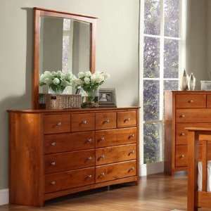  Windridge Ten Drawer Dresser and Mirror Set in Cinnamon 