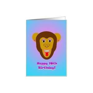  Happy 10th  Birthday   Smiling Monkey with Braces 
