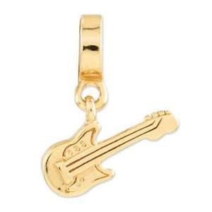   Sterling Silver Gold plated Reflections Electric Guitar Bead Jewelry