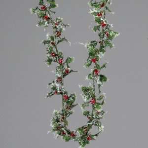   of 12 Artificial Glitter Holly and Berry Christmas Garlands 9   Unlit