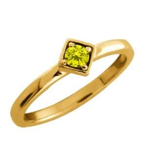    Round Canary Diamond Gold Plated Sterling Silver Ring Jewelry