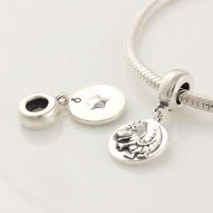 Silver Ring Shape Charm with Chinese Zodiac Dragon Dangle for Pandora 