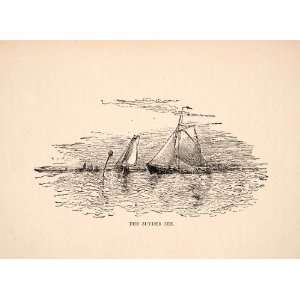 1900 Print Zuyder Zee Water Boats Holland Netherlands Zuiderzee Dutch 