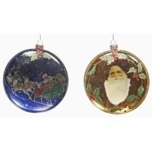   Little Christmas Decoupage Glass Santa Claus Ornaments
