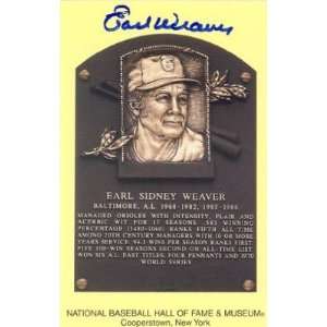 Earl Weaver Autograph / Signed Baseball HOF Plaque