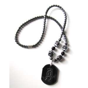   Hematite Necklace with Chinese Courage Symbol