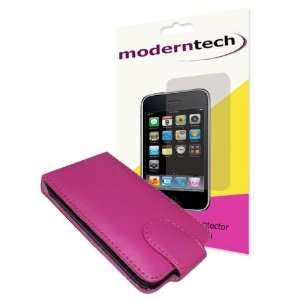 Tech Pink Leather Flip Case and Screen Protector for Apple iPod Touch 