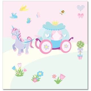 FunToSee Princess Childrens Wall Decals, Carriage And Unicorn Scene