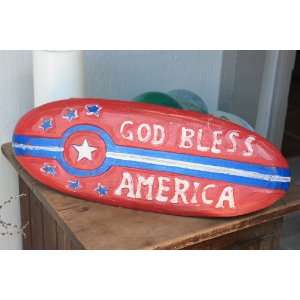  Americana Surf Sign God Bless America   Hand Carved 20 