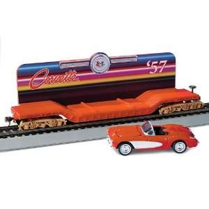  Flatbed Train Car With A Removable 1957 Corvette Diecast Car 