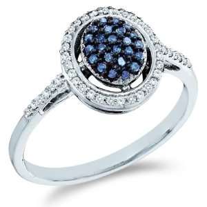   Blue Diamonds Round Cut Ladies Diamond Engagement Anniversary Ring