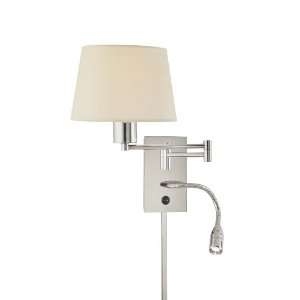  1 Light Swing Arm Wall Lamp w/ Reading Lamp