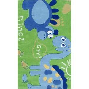 The Rug Market Kids Dinos 74018 Green and Blue Kids Room 28 x 48 