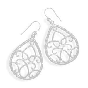   French Wire Earrings With Cut Out Wire Design Measures 28mm X 50mm