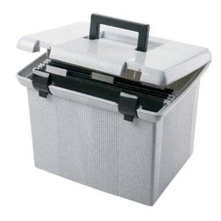  Storex Portable File Box with Bottom Drawer, Black 