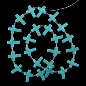    16mm blue turquoise cross beads 16 gemstone