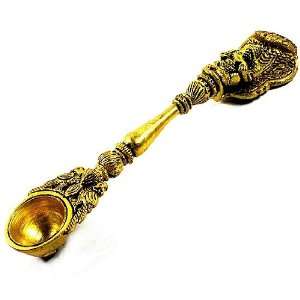 GANESH PUJA RITUAL SPOON ~ Brass Spoon w/ Fine Detailing ~ 6.75 Long 