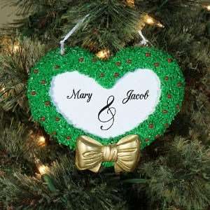  Heart Wreath Engraved Christmas Ornament