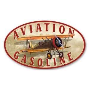    Aviation Gasoline Vintage Metal Sign Biplane