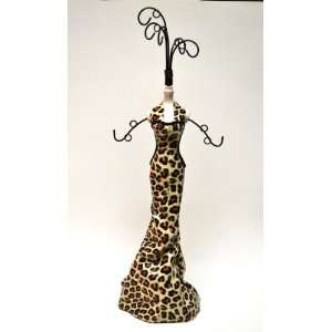  Leopard Print Halter Top Ruffle Dress Mannequin Jewelry 
