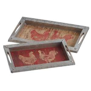Pack of 4 Rectangular Country Farm Hen & Rooster Chicken Decorative 
