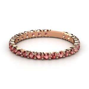    Rich & Thin Band, 14K Rose Gold Ring with Red Garnet Jewelry