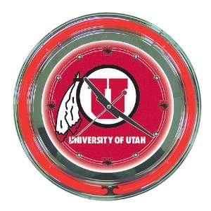  University of Utah Neon Clock   14 inch Diameter 
