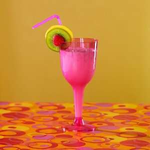 Lets Party By Amscan Bright Pink 10 oz. Premium Plastic Wine Glasses 