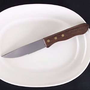 Steak Knife   Rosewood Handle   Serrated Stainless Steel Pointed 